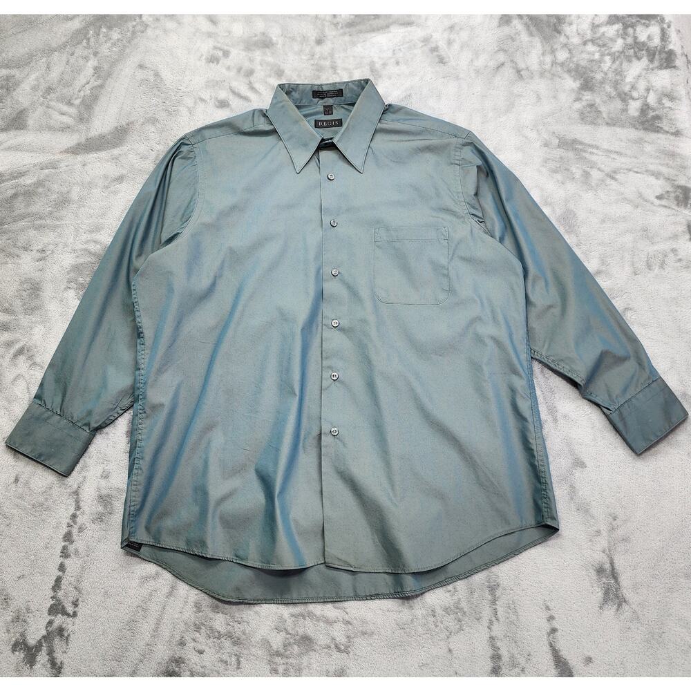 Regis Philbin Shirt Mens 17 32/33 Blue Iridescent Chambray Long Sleeve‎ Office